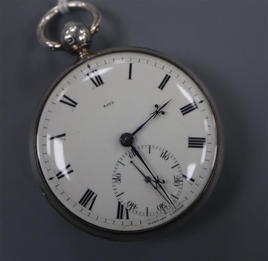 Barwise, London, a Victorian silver open-face key wind pocket watch, No. 4562